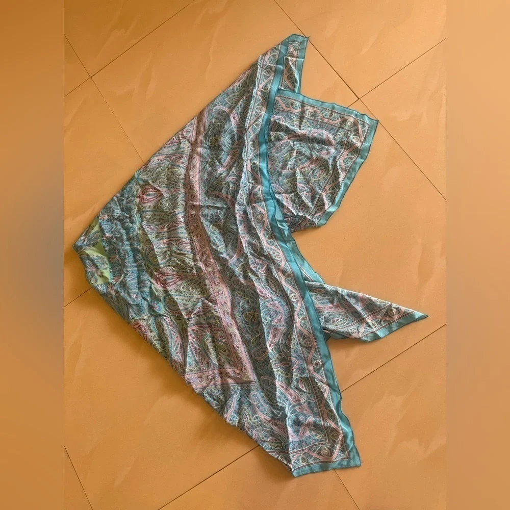 Indian Handmade 100% Pure Silk Colorful Long Scarf Lightweight Summer Spring